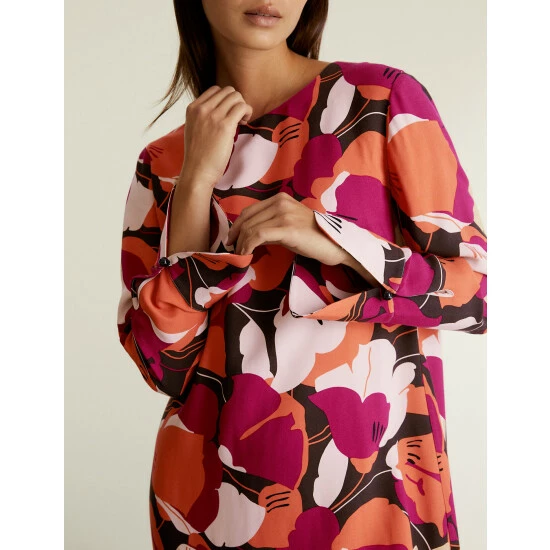 JAEGER Floral Round Neck Mini Shift Dress Women Red Mix 7 JAEGER Floral Round Neck Mini Shift Dress Women Red Mix - Image 7