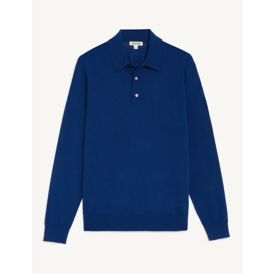 JAEGER Pure Extra Fine Merino Wool Polo Neck Jumper Men Navy 1 JAEGER Pure Extra Fine Merino Wool Polo Neck Jumper Men Navy