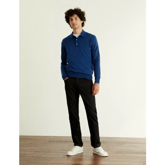 JAEGER Pure Extra Fine Merino Wool Polo Neck Jumper Men Navy 2 JAEGER Pure Extra Fine Merino Wool Polo Neck Jumper Men Navy - Image 2