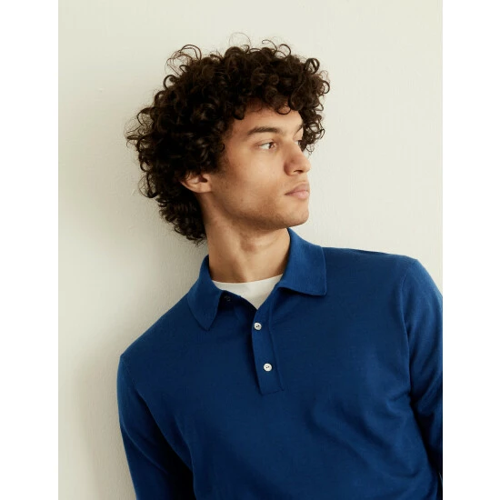 JAEGER Pure Extra Fine Merino Wool Polo Neck Jumper Men Navy 4 JAEGER Pure Extra Fine Merino Wool Polo Neck Jumper Men Navy - Image 4