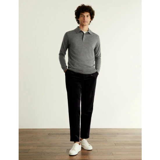 JAEGER Pure Extra Fine Merino Wool Polo Neck Jumper Men Navy 8 JAEGER Pure Extra Fine Merino Wool Polo Neck Jumper Men Navy - Image 8