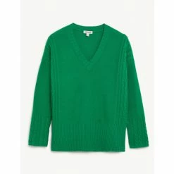 JAEGER Wool Rich V-Neck Jumper With Cashmere Women Bright Green
