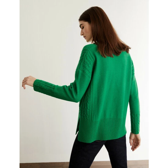 JAEGER Wool Rich V-Neck Jumper With Cashmere Women Bright Green 4 JAEGER Wool Rich V-Neck Jumper With Cashmere Women Bright Green - Image 4