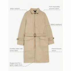 JAEGER Pure Cotton Water Repellent Trench Coat Men Beige