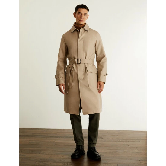 JAEGER Pure Cotton Water Repellent Trench Coat Men Beige 3 JAEGER Pure Cotton Water Repellent Trench Coat Men Beige - Image 3