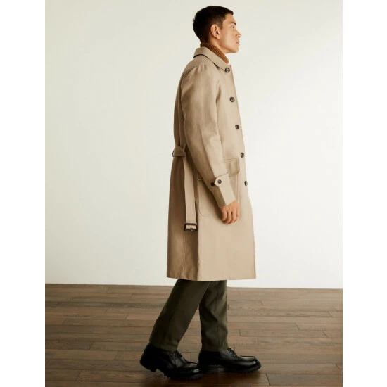 JAEGER Pure Cotton Water Repellent Trench Coat Men Beige 8 JAEGER Pure Cotton Water Repellent Trench Coat Men Beige - Image 8