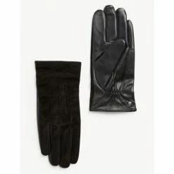 JAEGER Leather Touchscreen Gloves With Cashmere And Wool Lining Men Black -JAEGER Shop unnamed file 46