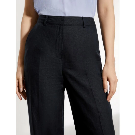 JAEGER Pure Linen Straight Leg Trousers Women Berry 2 JAEGER Pure Linen Straight Leg Trousers Women Berry - Image 2