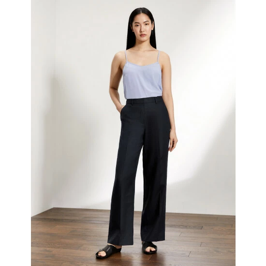 JAEGER Pure Linen Straight Leg Trousers Women Berry 3 JAEGER Pure Linen Straight Leg Trousers Women Berry - Image 3