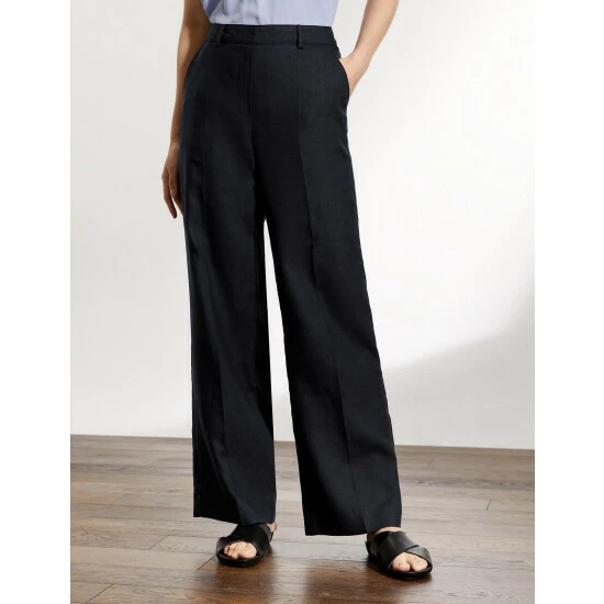 JAEGER Pure Linen Straight Leg Trousers Women Berry 4 JAEGER Pure Linen Straight Leg Trousers Women Berry - Image 4