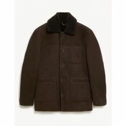 JAEGER Shop 35 JAEGER Luxurious Leather Shearling Jacket Men Dark Brown