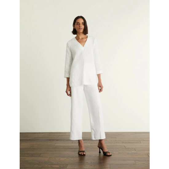 JAEGER Pure Linen Straight Leg Trousers Women Berry 8 JAEGER Pure Linen Straight Leg Trousers Women Berry - Image 8