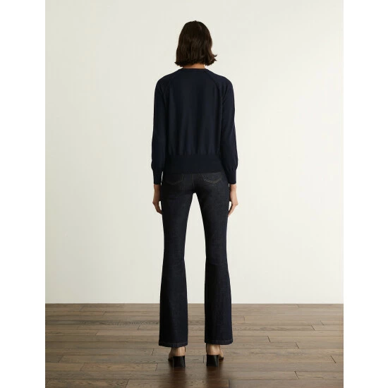 JAEGER Merino Wool Rich V-Neck Cardigan With Silk Women Light Blue 4 JAEGER Merino Wool Rich V-Neck Cardigan With Silk Women Light Blue - Image 4