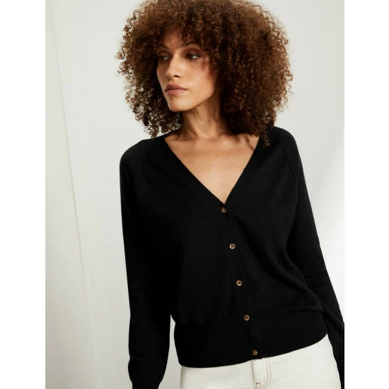 JAEGER Merino Wool Rich V-Neck Cardigan With Silk Women Light Blue 10 JAEGER Merino Wool Rich V-Neck Cardigan With Silk Women Light Blue - Image 10