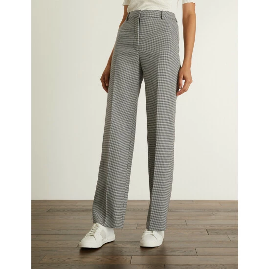 JAEGER Houndstooth Wide Leg Trousers Women Black Mix 6 JAEGER Houndstooth Wide Leg Trousers Women Black Mix - Image 6