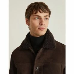 JAEGER Luxurious Leather Shearling Jacket Men Dark Brown 10 JAEGER Luxurious Leather Shearling Jacket Men Dark Brown -JAEGER Shop unnamed file 50