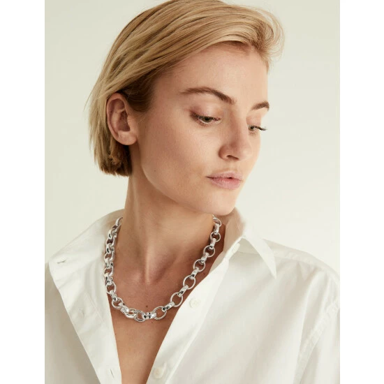 JAEGER Geometric Chain Necklace Women Silver Mix 3 JAEGER Geometric Chain Necklace Women Silver Mix - Image 3