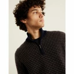 JAEGER Wool With Cashmere Half Zip Jumper Men Dark Grey -JAEGER Shop unnamed file 522