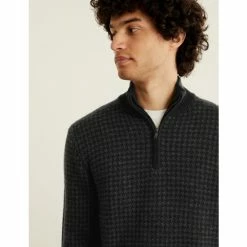 JAEGER Wool With Cashmere Half Zip Jumper Men Dark Grey -JAEGER Shop unnamed file 527