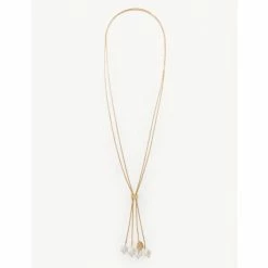 JAEGER Long Gold Tone Freshwater Pearl Necklace Women