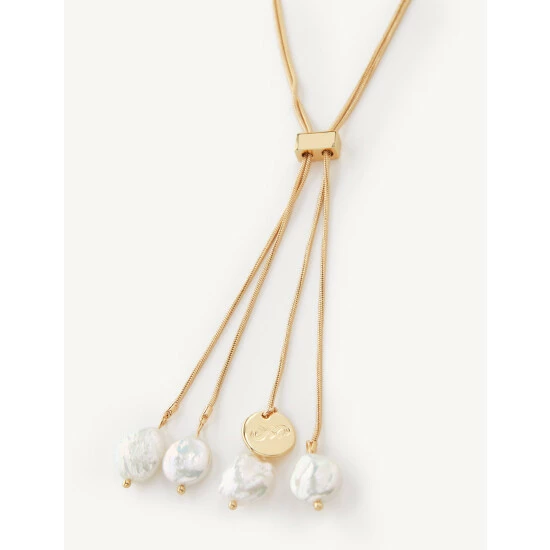 JAEGER Long Gold Tone Freshwater Pearl Necklace Women 2 JAEGER Long Gold Tone Freshwater Pearl Necklace Women - Image 2