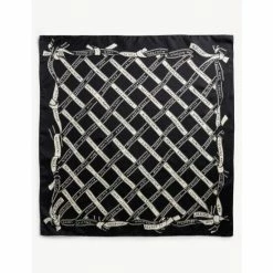 JAEGER Pure Silk Printed Scarf Women Black Mix -JAEGER Shop unnamed file 535