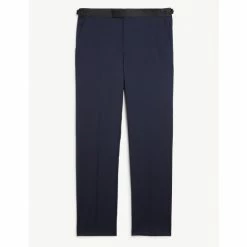 JAEGER Shop 33 JAEGER Tailored Fit Pure Wool Tuxedo Trousers Men Navy