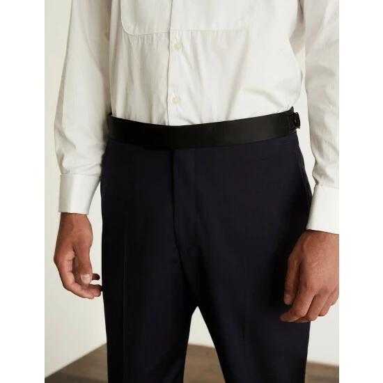 JAEGER Tailored Fit Pure Wool Tuxedo Trousers Men Navy 8 JAEGER Tailored Fit Pure Wool Tuxedo Trousers Men Navy - Image 8