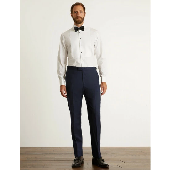 JAEGER Tailored Fit Pure Wool Tuxedo Trousers Men Navy 10 JAEGER Tailored Fit Pure Wool Tuxedo Trousers Men Navy - Image 10