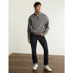 JAEGER Cotton With Wool Blend Funnel Neck Sweater Men Grey Marl -JAEGER Shop unnamed file 550