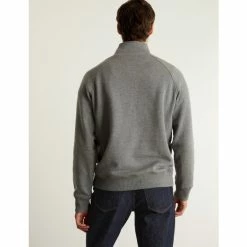 JAEGER Cotton With Wool Blend Funnel Neck Sweater Men Grey Marl -JAEGER Shop unnamed file 551