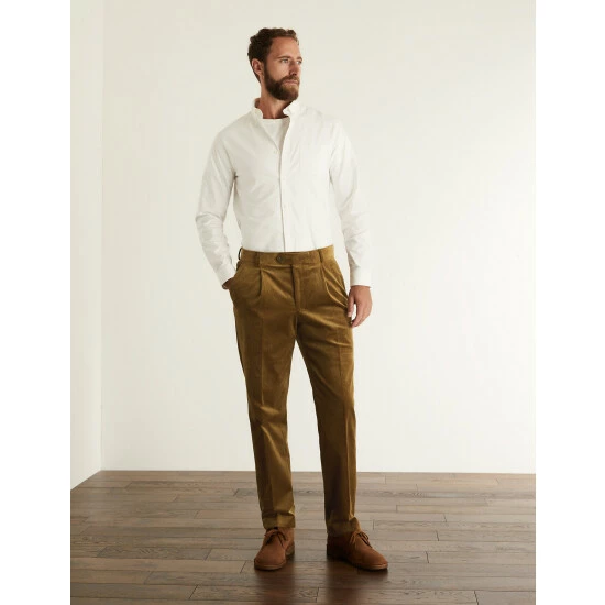 JAEGER Tailored Fit Italian Corduroy Trousers Men Chestnut 13 JAEGER Tailored Fit Italian Corduroy Trousers Men Chestnut - Image 13