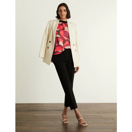 JAEGER Floral Long Sleeve Top Women Red Mix 7 JAEGER Floral Long Sleeve Top Women Red Mix - Image 7