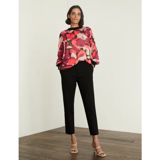 JAEGER Floral Long Sleeve Top Women Red Mix 8 JAEGER Floral Long Sleeve Top Women Red Mix - Image 8