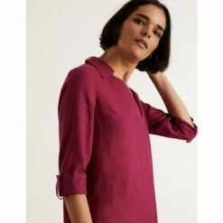 JAEGER Pure Linen V-Neck Knee Length Shift Dress Women Berry 10 JAEGER Pure Linen V-Neck Knee Length Shift Dress Women Berry -JAEGER Shop unnamed file 611
