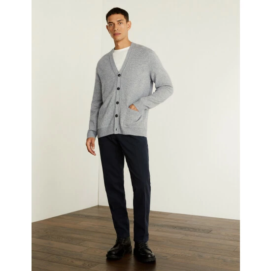JAEGER Wool With Cashmere V-Neck Cardigan Men Toffee 10 JAEGER Wool With Cashmere V-Neck Cardigan Men Toffee - Image 10