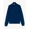 JAEGER Pure Cashmere Half Zip Jumper Men Medium Blue