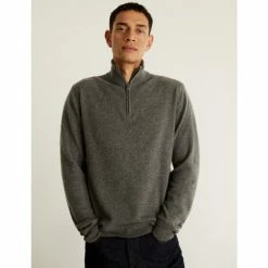 JAEGER Pure Cashmere Half Zip Jumper Men Medium Blue -JAEGER Shop unnamed file 642