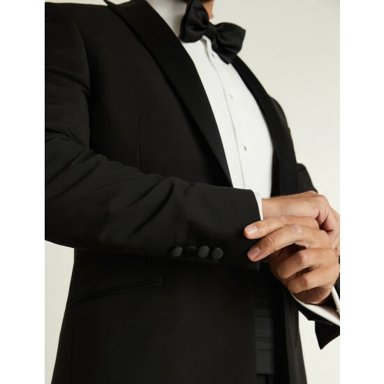 JAEGER Slim Fit Wool Tuxedo Jacket Men Black 4 JAEGER Slim Fit Wool Tuxedo Jacket Men Black - Image 4