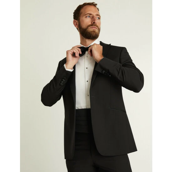 JAEGER Slim Fit Wool Tuxedo Jacket Men Black 7 JAEGER Slim Fit Wool Tuxedo Jacket Men Black - Image 7