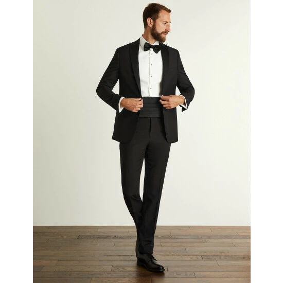 JAEGER Slim Fit Wool Tuxedo Jacket Men Black 14 JAEGER Slim Fit Wool Tuxedo Jacket Men Black - Image 14