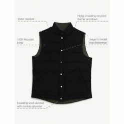 JAEGER Wool Blend Padded Gilet With Recycled Feather And Down Men Navy