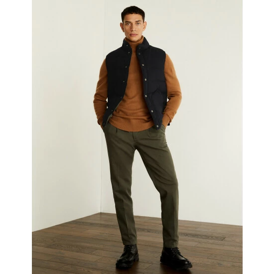 JAEGER Wool Blend Padded Gilet With Recycled Feather And Down Men Navy 2 JAEGER Wool Blend Padded Gilet With Recycled Feather And Down Men Navy - Image 2