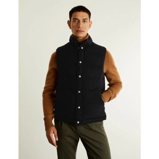 JAEGER Wool Blend Padded Gilet With Recycled Feather And Down Men Navy 7 JAEGER Wool Blend Padded Gilet With Recycled Feather And Down Men Navy - Image 7