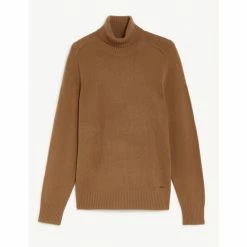 JAEGER Wool With Cashmere Roll Neck Jumper Men Toffee