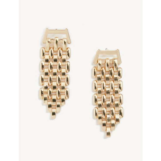 JAEGER Gold Tone Link Drop Earrings Women 2 JAEGER Gold Tone Link Drop Earrings Women - Image 2