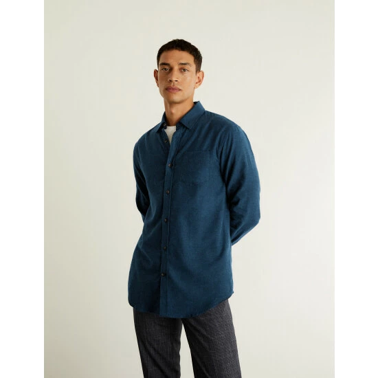 JAEGER Cotton With Wool Flannel Shirt Men Khaki 7 JAEGER Cotton With Wool Flannel Shirt Men Khaki - Image 7