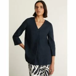 JAEGER Pure Linen V-Neck Top Women Navy 15 JAEGER Pure Linen V-Neck Top Women Navy -JAEGER Shop unnamed file 711