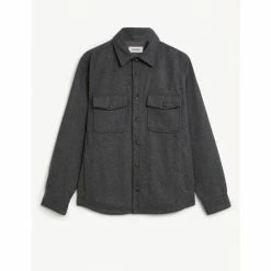 JAEGER Italian Wool Blend Overshirt Men Navy