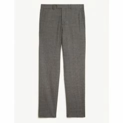 JAEGER Tailored Fit Bi-Stretch Puppytooth Trousers Men Dark Grey Mix